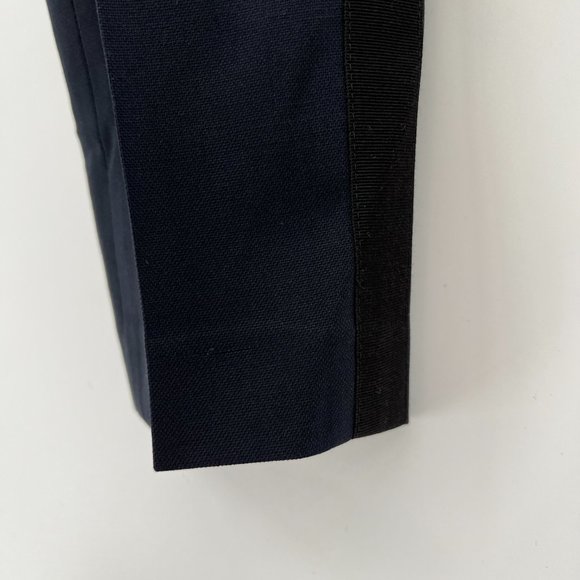 Rag & Bone Navy Blue Wool Blend Trouser Black Side Stipe Ankle Crop Pants Size 0 - Picture 2 of 11